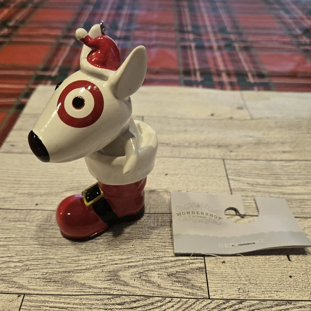2024 Target Bullseye Bull Terrier Santa Boot Christmas Tree Ornament Wondershop
